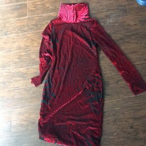 Black and red velvet dress